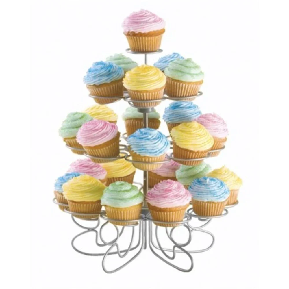 WILTON Cupcakes ‘N More Mini Dessert Stand Silvertone Metal